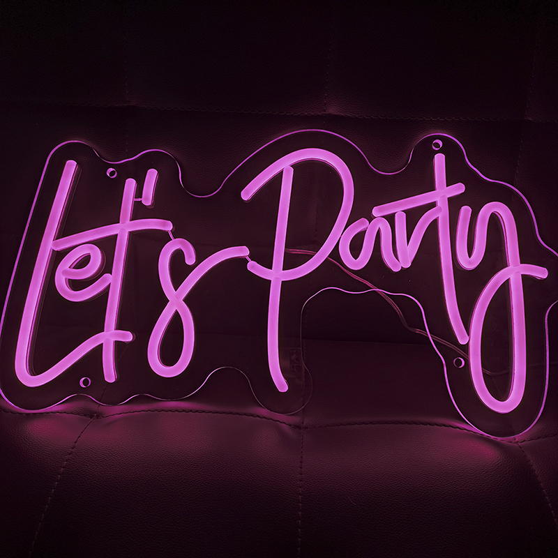 High brightness let's party led neon flex sign for Home, Kids Room, Bar, Birthday Party
